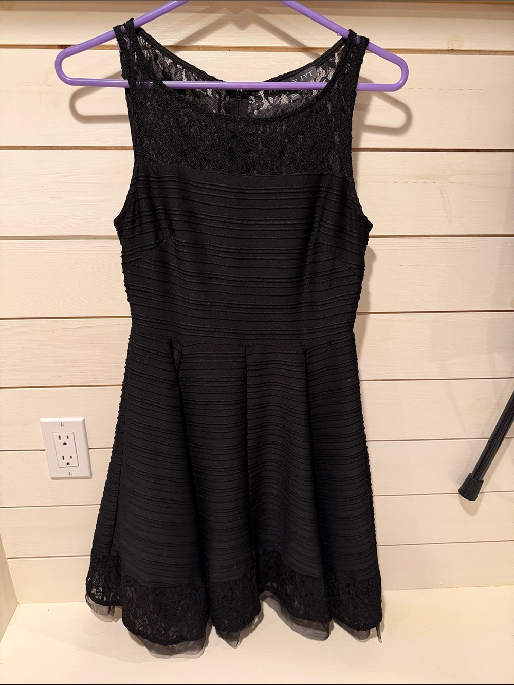 Brixon Ivy Black Lace-Detail Fit & Flare Mini Dress